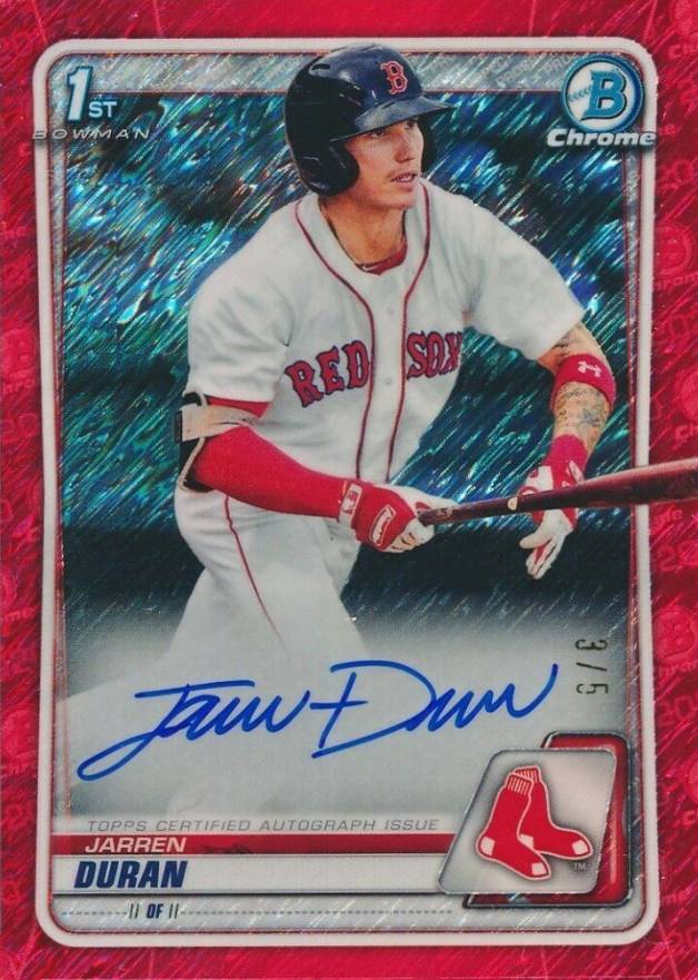 2020  Bowman Chrome Prospect Autographs Jarren Duran #CPAJD Baseball Card