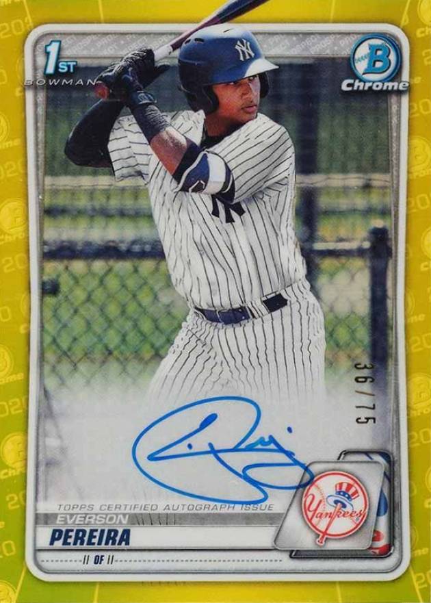 2020  Bowman Chrome Prospect Autographs Everson Pereira #CPAEP Baseball Card