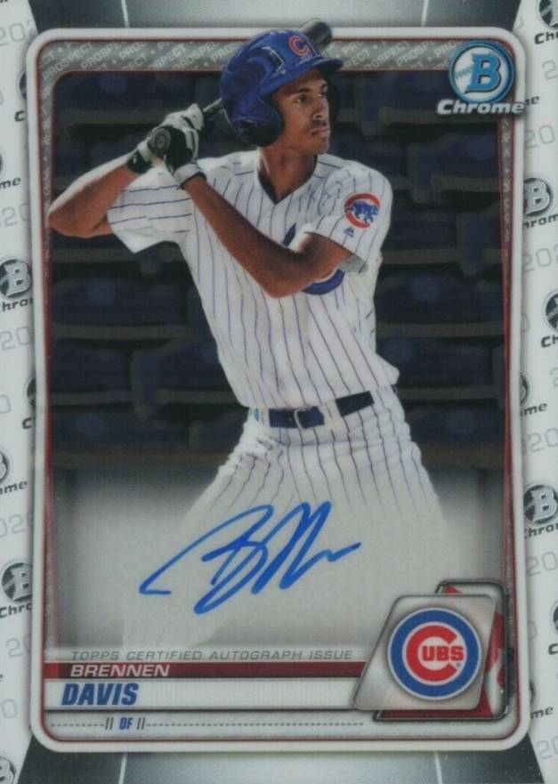 2020  Bowman Chrome Prospect Autographs Brennen Davis #CPABD Baseball Card