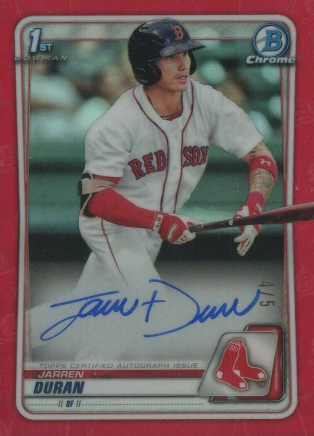 2020  Bowman Chrome Prospect Autographs Jarren Duran #CPAJD Baseball Card