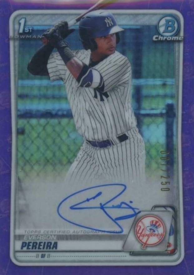 2020  Bowman Chrome Prospect Autographs Everson Pereira #CPAEP Baseball Card