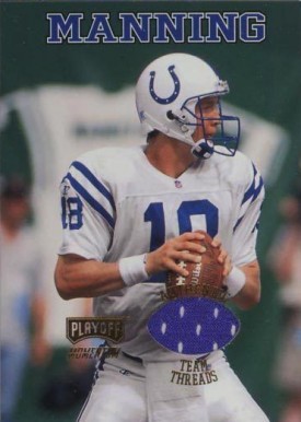 1998 Playoff Momentum Team Threads Peyton Manning #18 Football Card