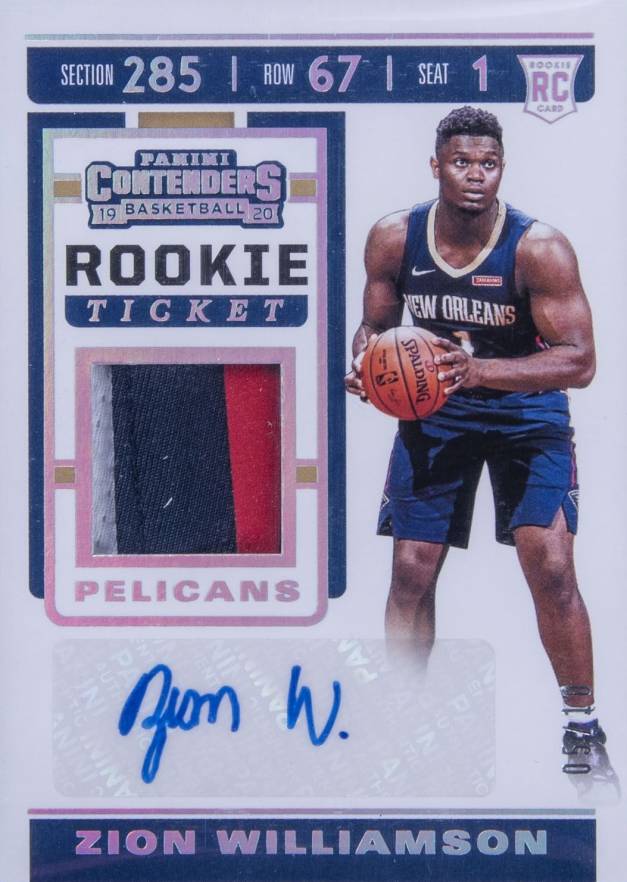 2019 Panini Contenders Rookie Ticket Swatches Zion Williamson #ZWL Basketball Card