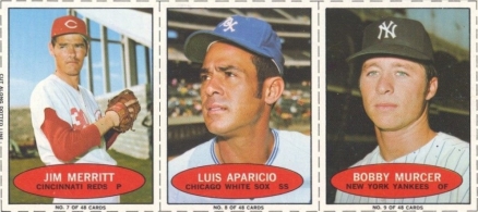 1971 Bazooka Numbered Merritt/Aparicio/Murcer #7/8/9 Baseball Card