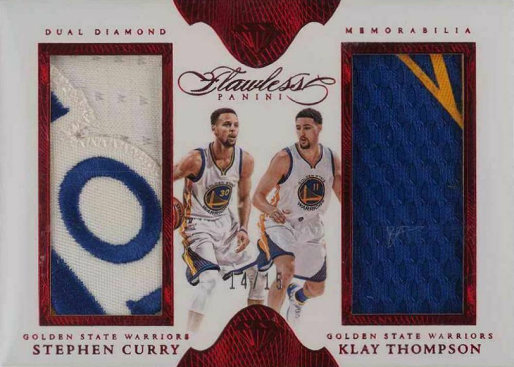 2015 Panini Flawless Dual Diamond Memorabilia Klay Thompson/Stephen Curry #GSWA Basketball Card