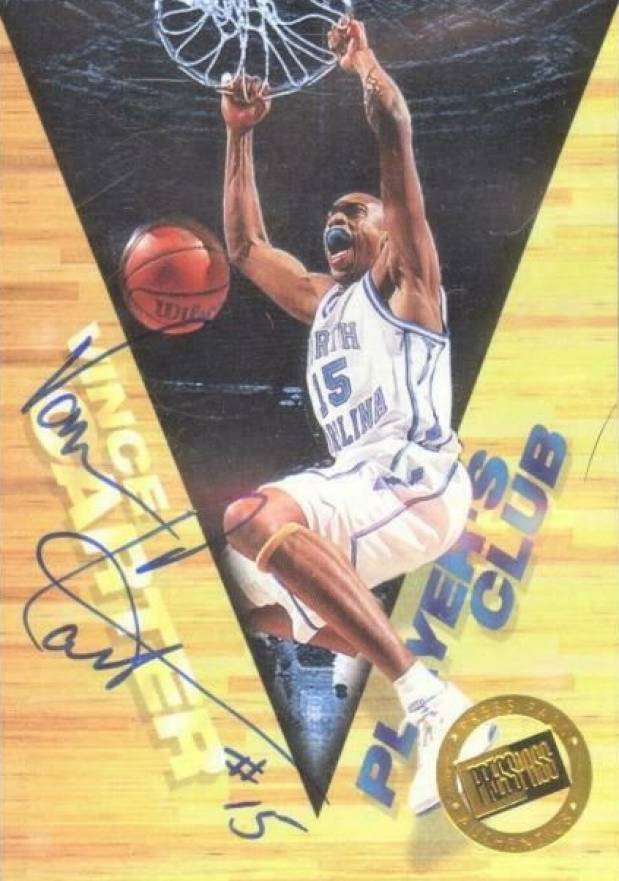 1998 Press Pass Double Threat Player's Club Autograph Vince Carter #4 Basketball Card