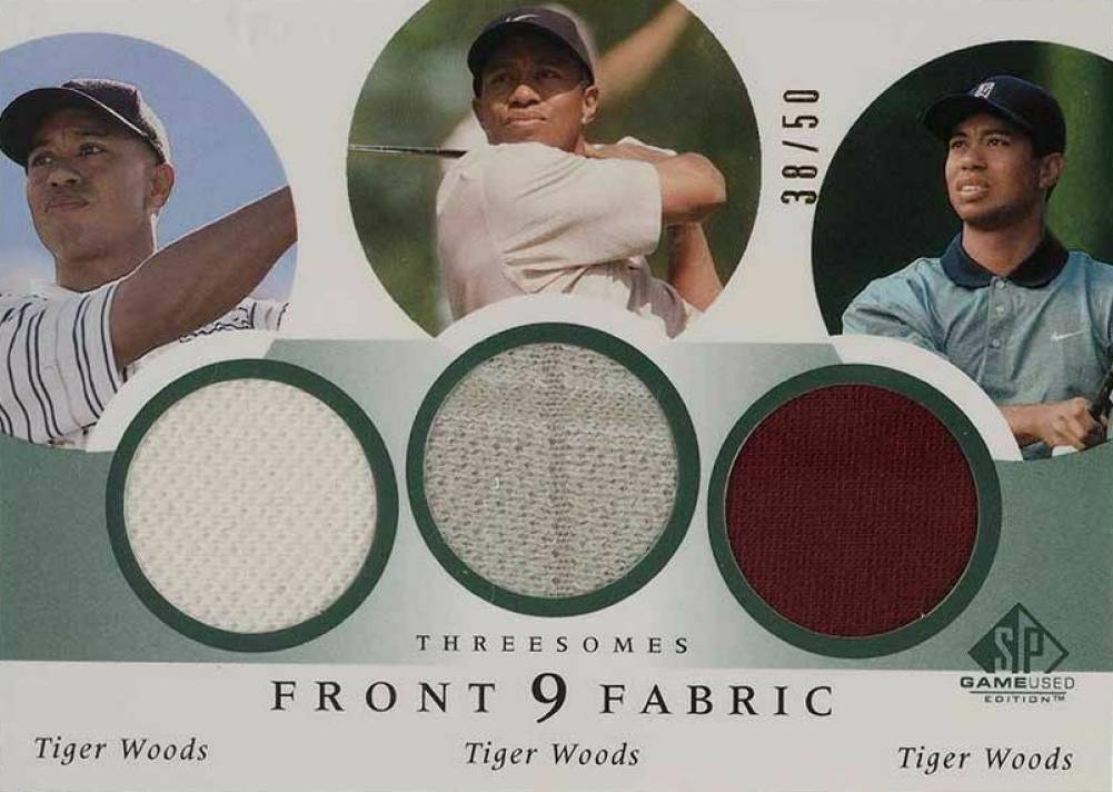 2002 SP Game Used Front 9 Fabrics Tiger Woods #F9TWW Golf Card