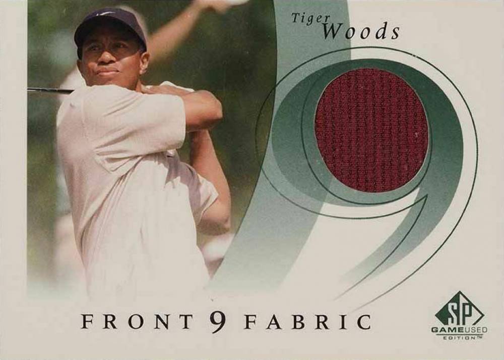 2002 SP Game Used Front 9 Fabrics Tiger Woods #F9SWO Golf Card