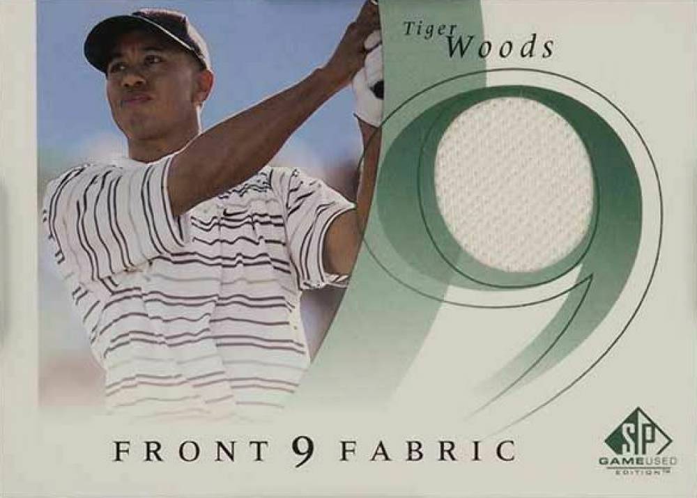 2002 SP Game Used Front 9 Fabrics Tiger Woods #F9STI Golf Card