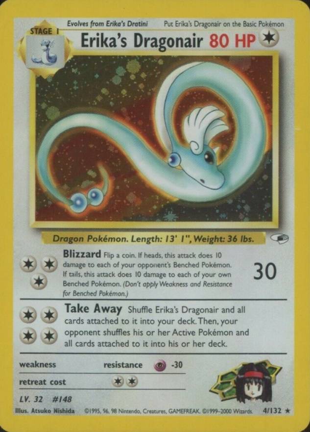 2000 Pokemon Gym Heroes  Erika's Dragonair #4 TCG Card