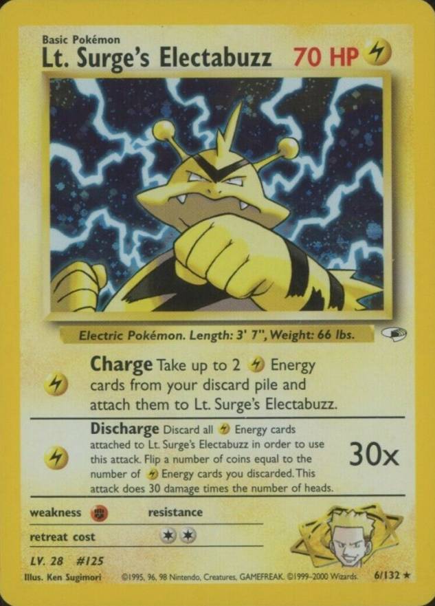 2000 Pokemon Gym Heroes  Lt. Surge's Electabuzz #6 TCG Card