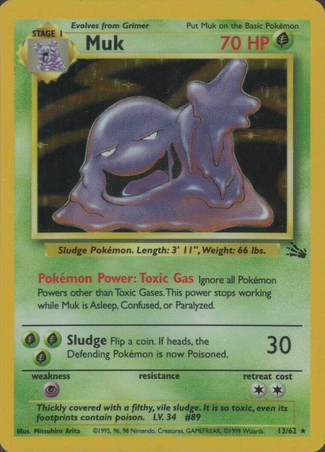 1999 Pokemon Fossil Muk-Holo #13 TCG Card