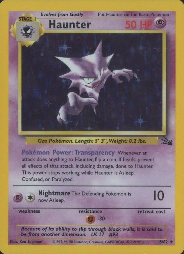 1999 Pokemon Fossil Haunter-Holo #6 TCG Card