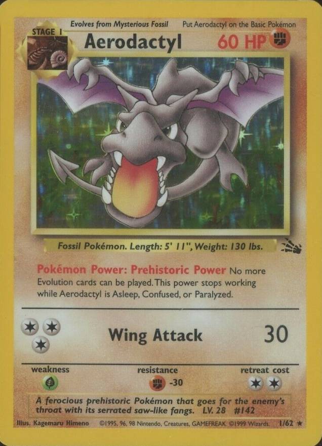 1999 Pokemon Fossil Aerodactyl-Holo #1 TCG Card