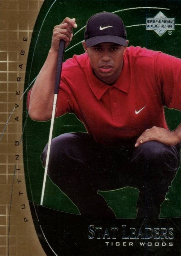 2001 Upper Deck Stat Leaders Tiger Woods #SL7 Golf Card