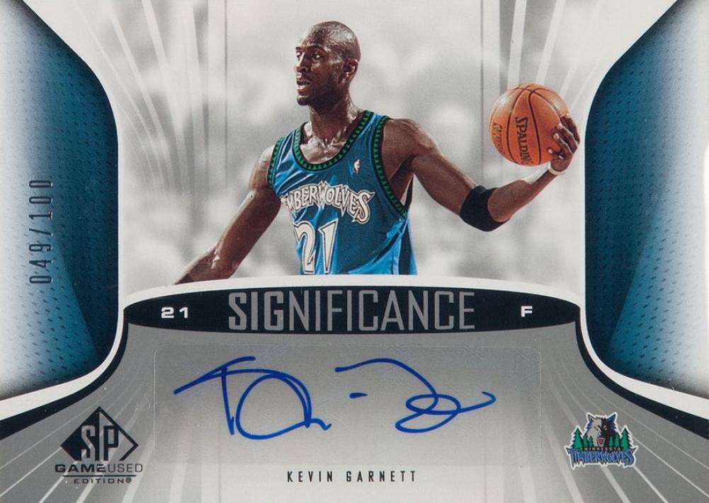 2006 SP Game Used Significance Autographs Kevin Garnett #SA-KG Basketball Card