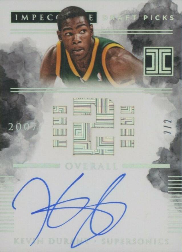 2017 Panini Impeccable Impeccable Draft Pick Autographs Kevin Durant #KDR Basketball Card