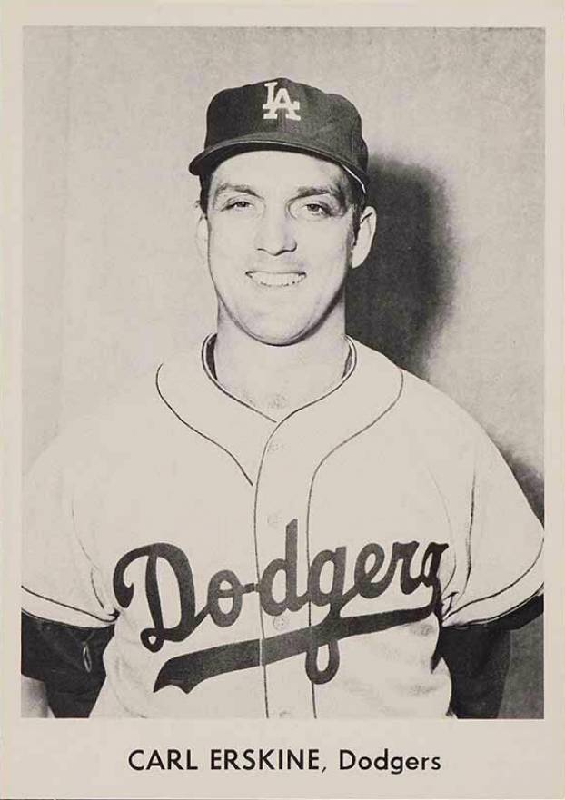 1958 Dodgers Team Issue Carl Erskine #7 Baseball Card