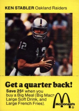 1975 McDonald's Quarterbacks Ken Stabler # Football Card