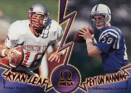 1998 Pacific Omega Face 2 Face Peyton Manning/Ryan Leaf #1 Football Card