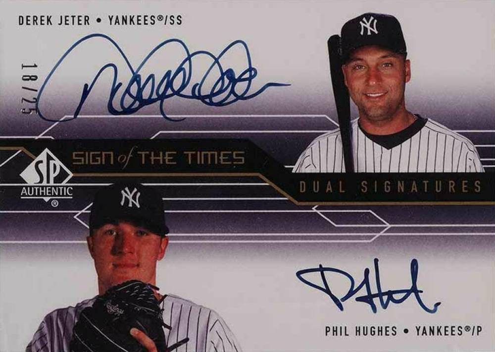 2008 SP Authentic Sign of the Times Derek Jeter/Phil Hughes #ST2JH Baseball Card