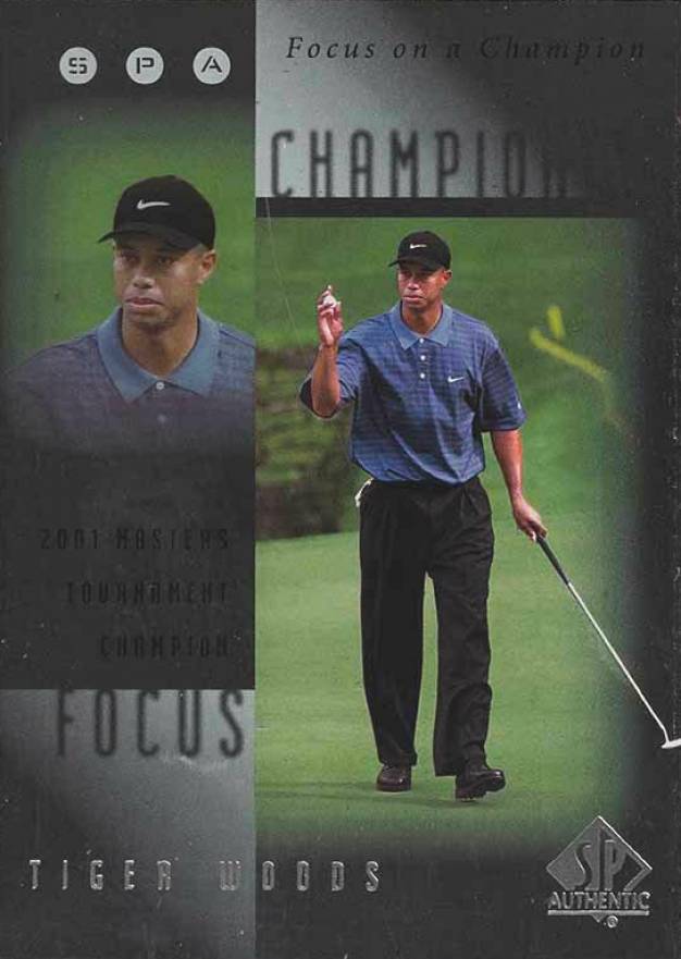 2001 SP Authentic Focus on a Champion Tiger Woods #FC9 Golf Card