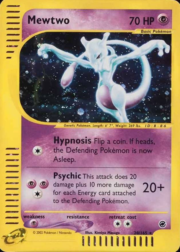2002 Pokemon Expedition Mewtwo-Holo #20 TCG Card