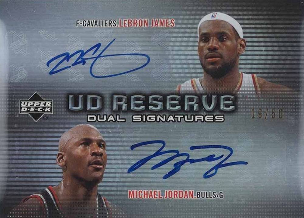 2006 Upper Deck Reserve Dual Signatures LeBron James/Michael Jordan #DRAJJ Basketball Card