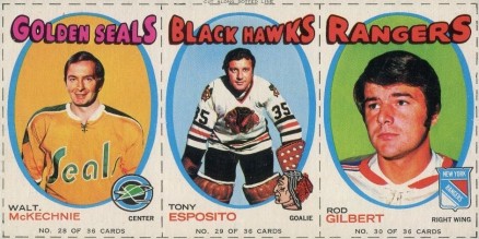 1971 Bazooka Panel McKechnie/Esposito/Gilbert #28/29/30 Hockey Card