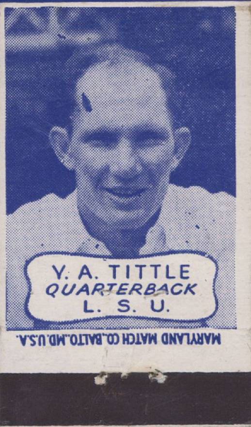 1948 Colts Matchbooks Y.A. Tittle #8 Football Card