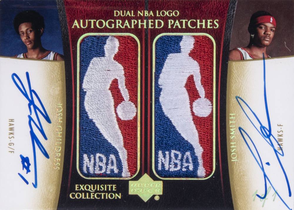 2004 UD Exquisite Collection Dual NBA Logo Autographed Patches Josh Childress/Josh Smith #JC-JS Basketball Card