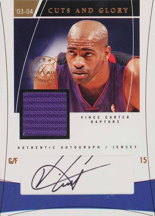 2003 Flair Final Edition Cuts and Glory Autographs Vince Carter #CG-VC Basketball Card