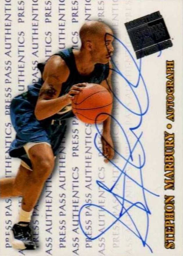 1998 Press Pass Authentics Autograph Stephon Marbury # Basketball Card