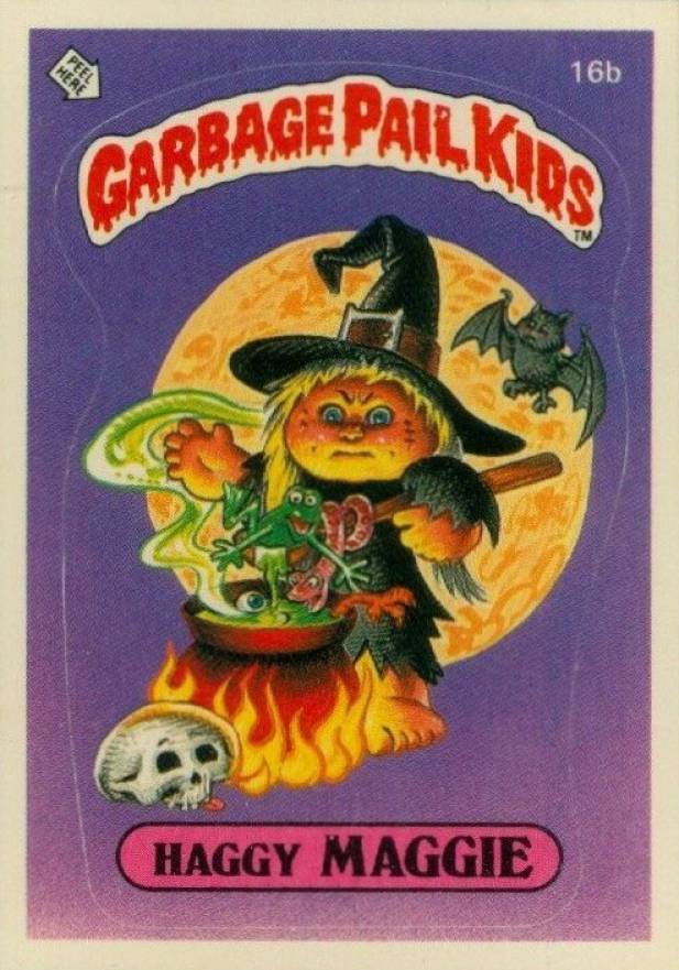 1985 Garbage Pail Kids Stickers Haggy Maggie #16b Non-Sports Card