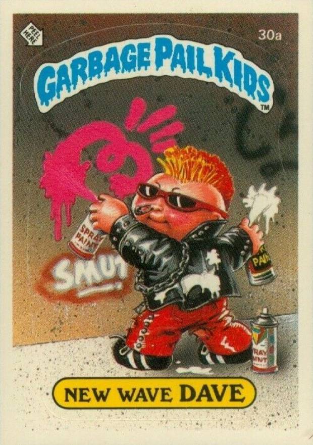 1985 Garbage Pail Kids Stickers New Wave Dave #30a Non-Sports Card