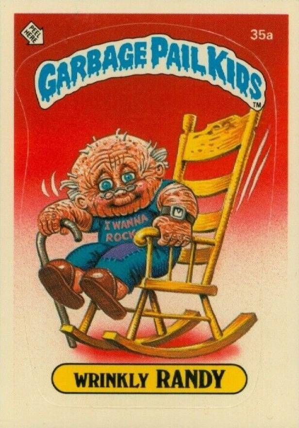 1985 Garbage Pail Kids Stickers Wrinkly Randy #35a Non-Sports Card