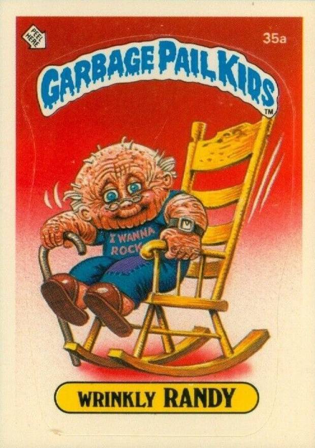 1985 Garbage Pail Kids Stickers Wrinkly Randy #35a Non-Sports Card