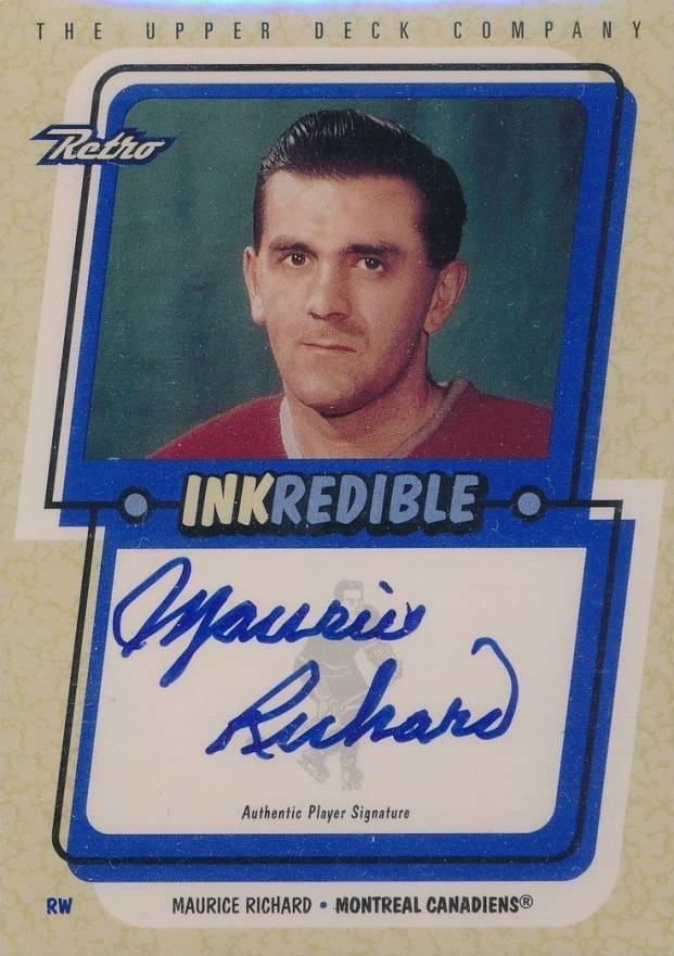 1999 Upper Deck Retro Inkredible Maurice Richard #MaR Hockey Card
