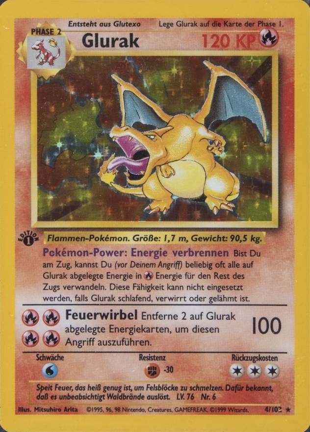 1999 Pokemon German  Glurak-Holo #4 Non-Sports Card