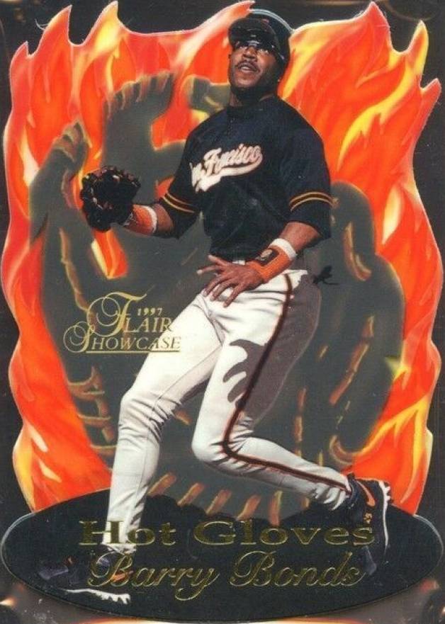 1997 Flair Showcase Hot Gloves Barry Bonds #2 Baseball Card