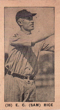 1927 York Caramels Type 1 E.C. Rice #36 Baseball Card