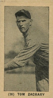 1927 York Caramels Type 1 Tom Zachary #26 Baseball Card