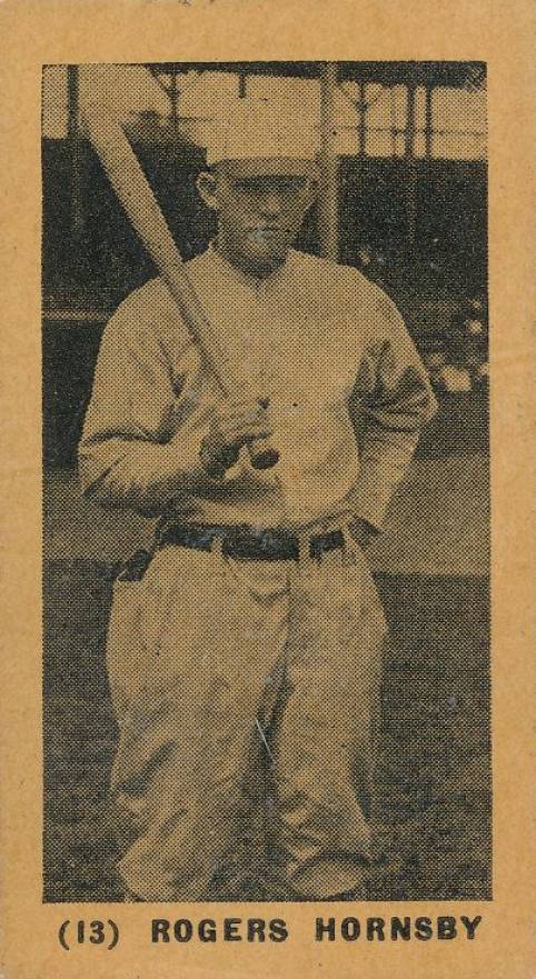 1927 York Caramels Type 1 Rogers Hornsby #13 Baseball Card