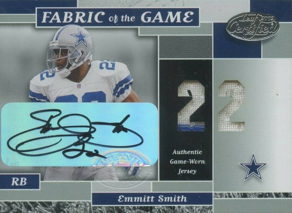 2002 Leaf Certified Fabric of the Game Emmitt Smith #FG46 Football Card