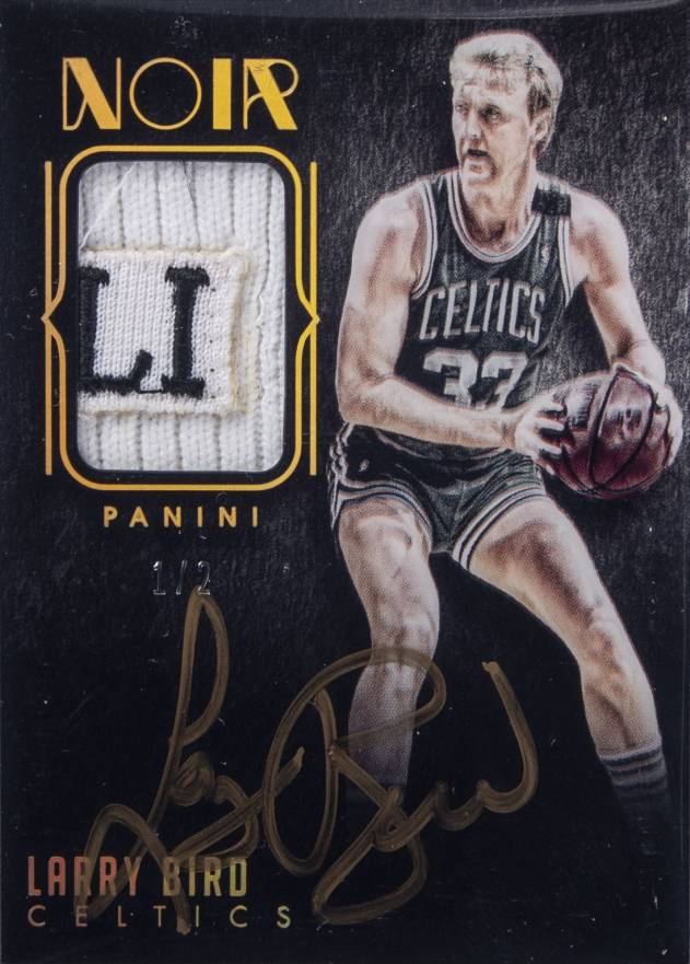 2014 Panini Noir Autograph Materials Prime Color Larry Bird #AC-LB Basketball Card