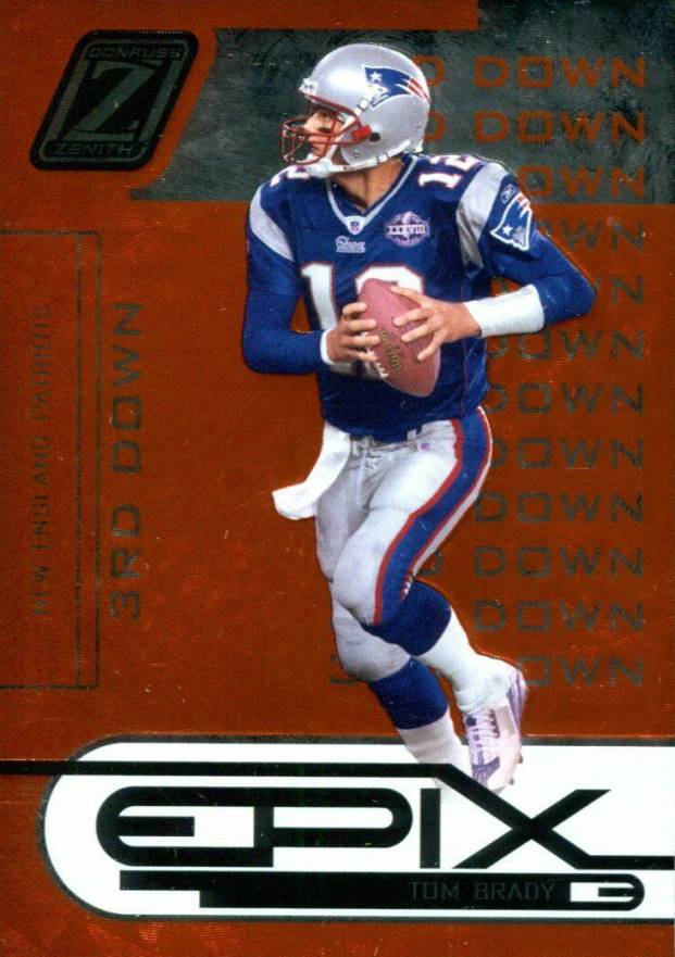 2005 Donruss Zenith Epix Orange Tom Brady #E-24 Football Card