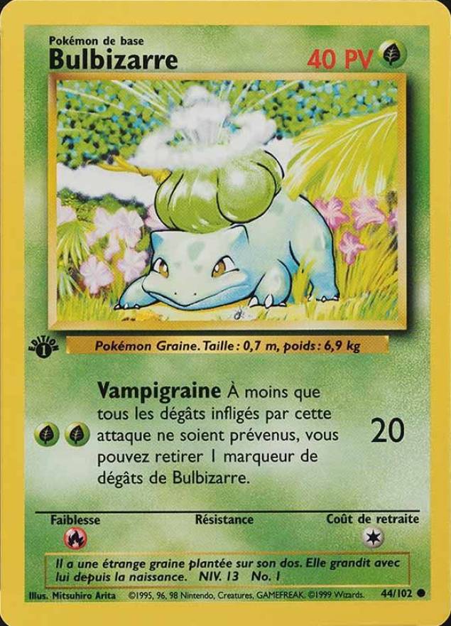 1999 Pokemon French Bulbizarre #44 TCG Card
