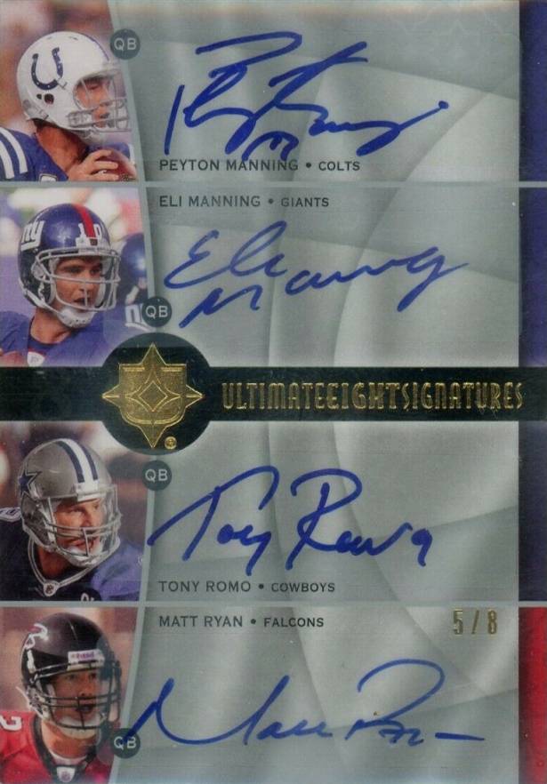 2009 Upper Deck Ultimate Collection Ultimate Eight Signatures Manning/Manning/Romo/Ryan/Brees/McNabb/Cassell/Roethlisberger # Football Card