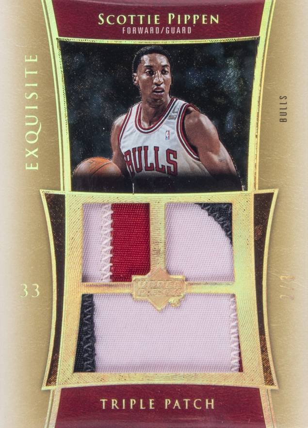 2004 UD Exquisite Collection Triple Patch Scottie Pippen #E3PSP Basketball Card