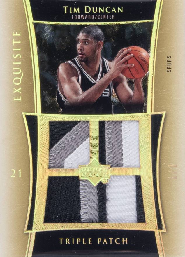 2004 UD Exquisite Collection Triple Patch Tim Duncan #E3PTD Basketball Card
